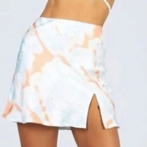 Princess Polly Miami Mini Skirt Orange Teal Tie Dye Size 6